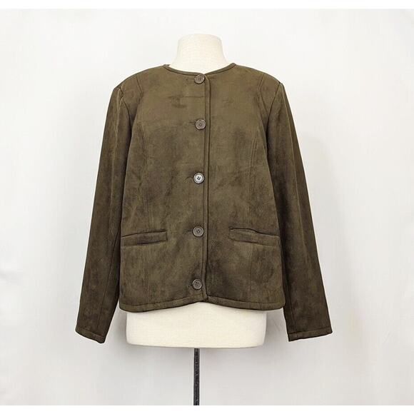 Linea by Louis Dell'Olio Jackets & Blazers - Linea Louis Dell'Olio Loden Green Faux Suede Jacket Misses Size 12